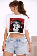 Glamour Cropped Graphic T-Shirt – White Edition by Vasthr