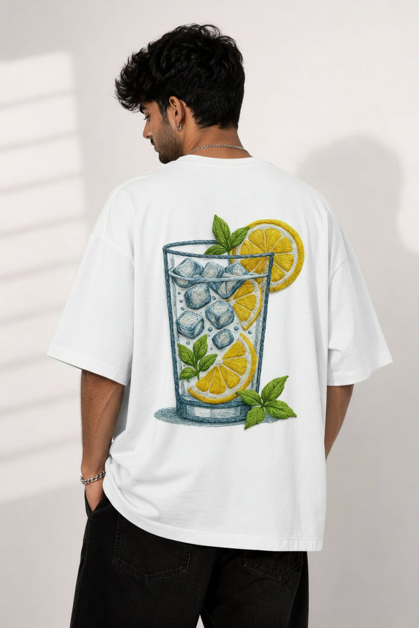 Lemonade Breeze Oversized White T-Shirt by Vasthr