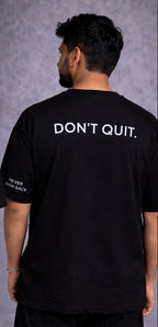 “Don’t Quit” Minimal Statement Oversized T-Shirt – Black by Vasthr