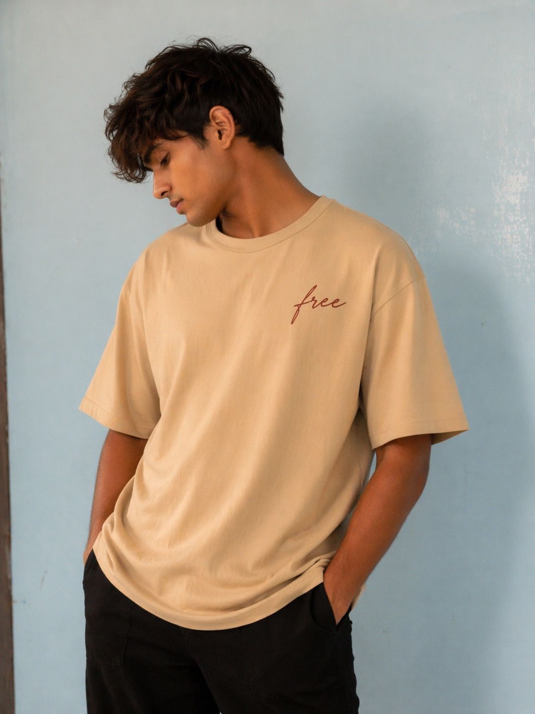 Set Yourself Free Back Graphic Oversized T-Shirt – Beige by Vasthr