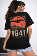 Vasthr 1941 Warbird Oversized T-Shirt - Vintage WWII bomber graphic · Black oversized tee · Unisex