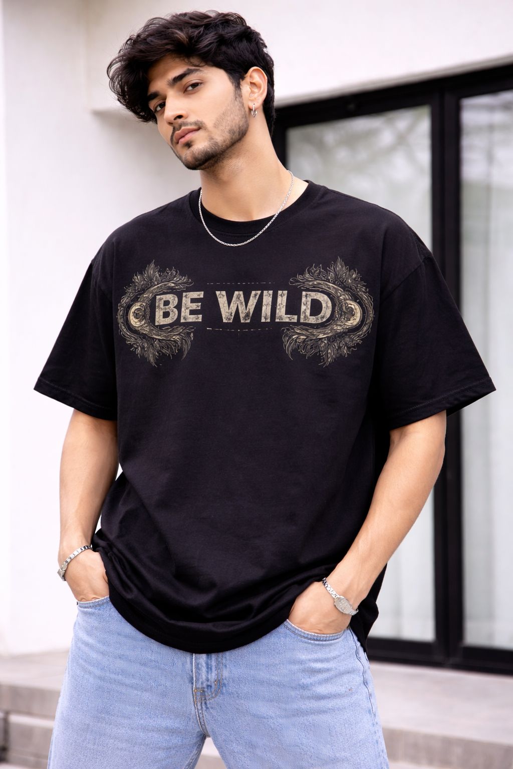 Vasthr “Nocturnal Guardian” Oversized T-Shirt – Black Edition