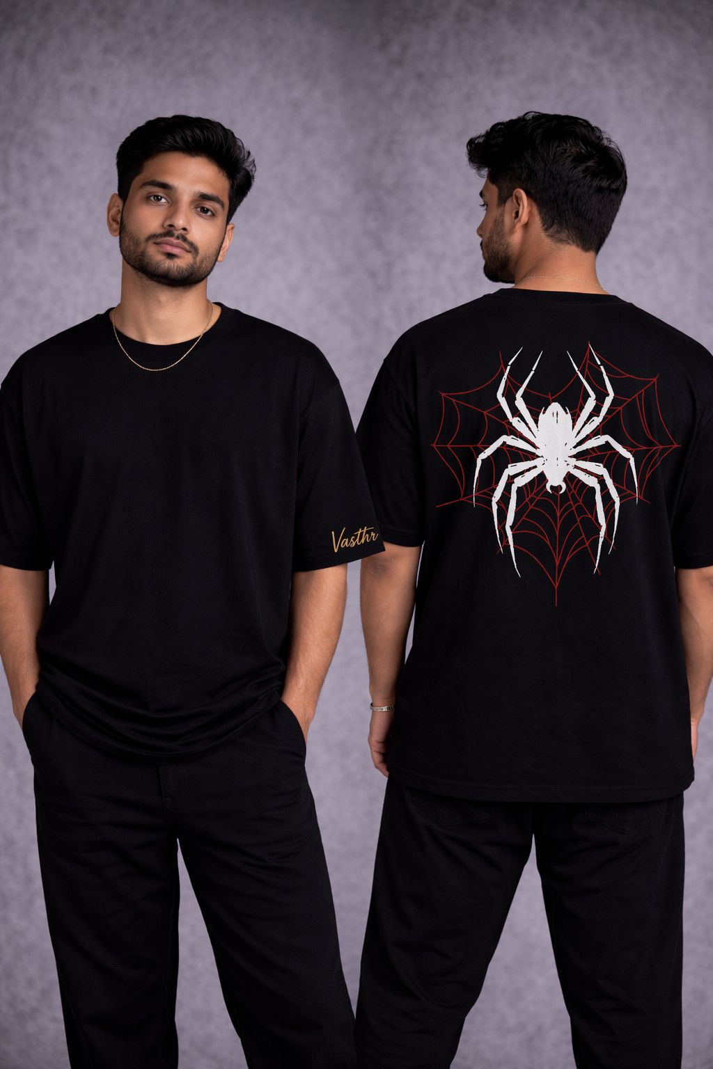Vasthr “Web of Dominance” Oversized T-Shirt – Black Edition