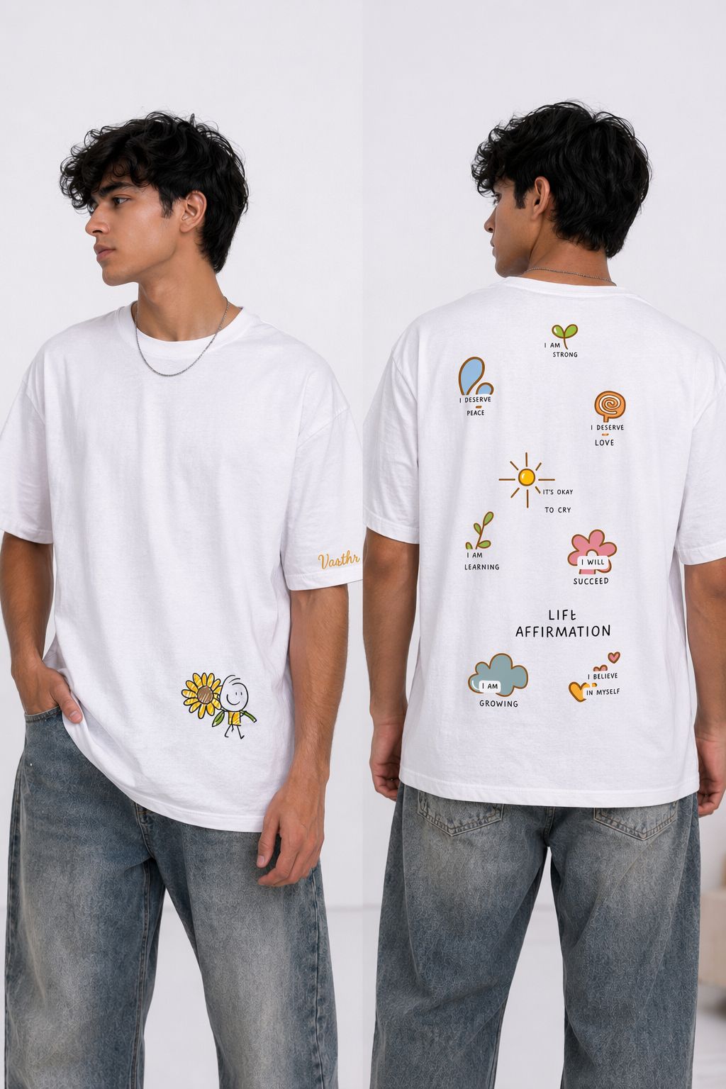 Vasthr “Life Affirmation” Oversized T-Shirt – White Edition