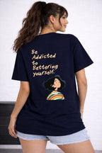 Vasthr “Be Addicted to Bettering Yourself” Oversized T-Shirt – Navy Blue