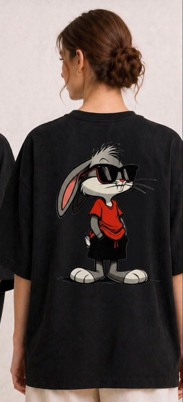 Vasthr “Sassy Bunny” Oversized T-Shirt (Black)