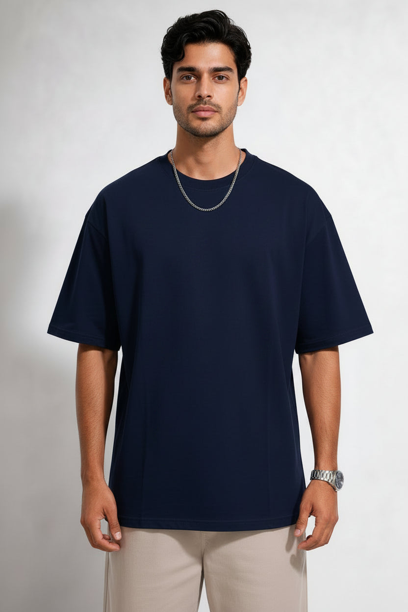 Vasthr “BROKEN ROLES” Oversized T-Shirt (Navy Blue)