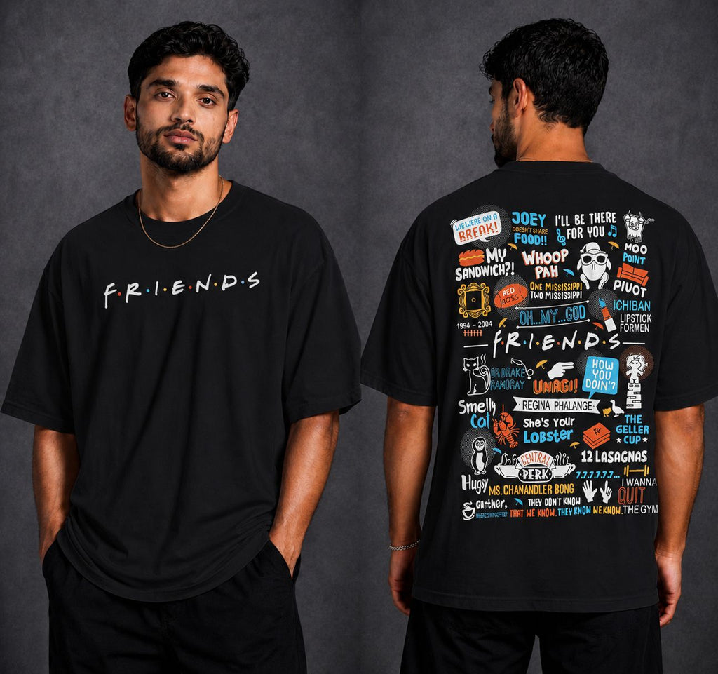Vasthr “FRIENDS ICONIC” Oversized T-Shirt (Jet Black)