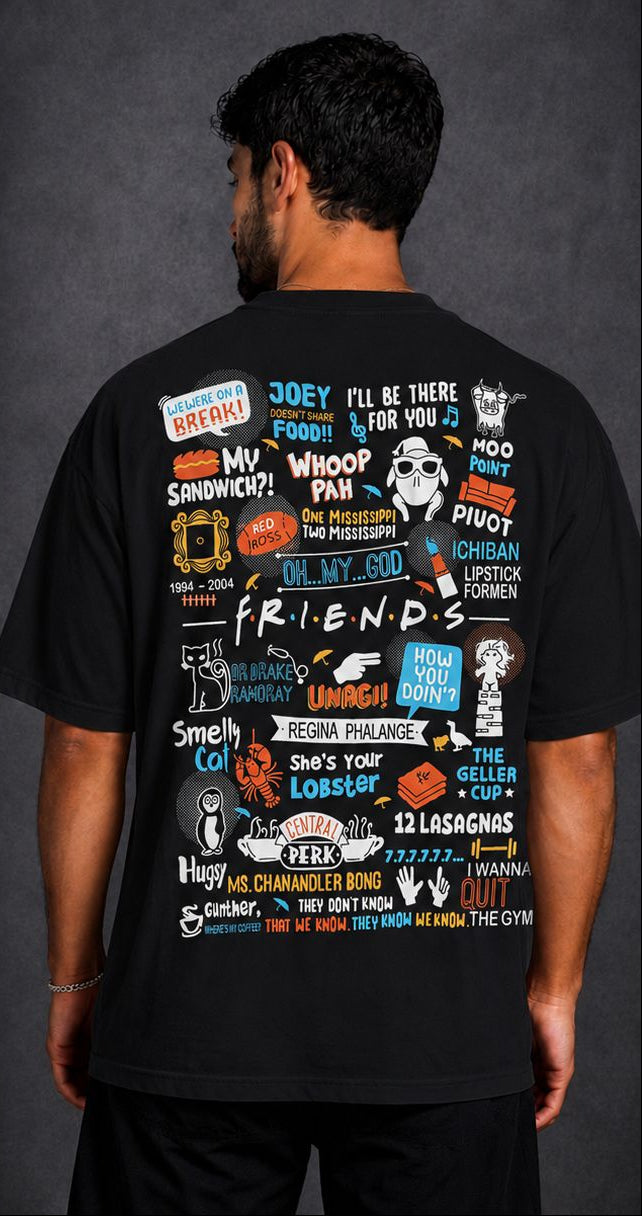 Vasthr “FRIENDS ICONIC” Oversized T-Shirt (Jet Black)