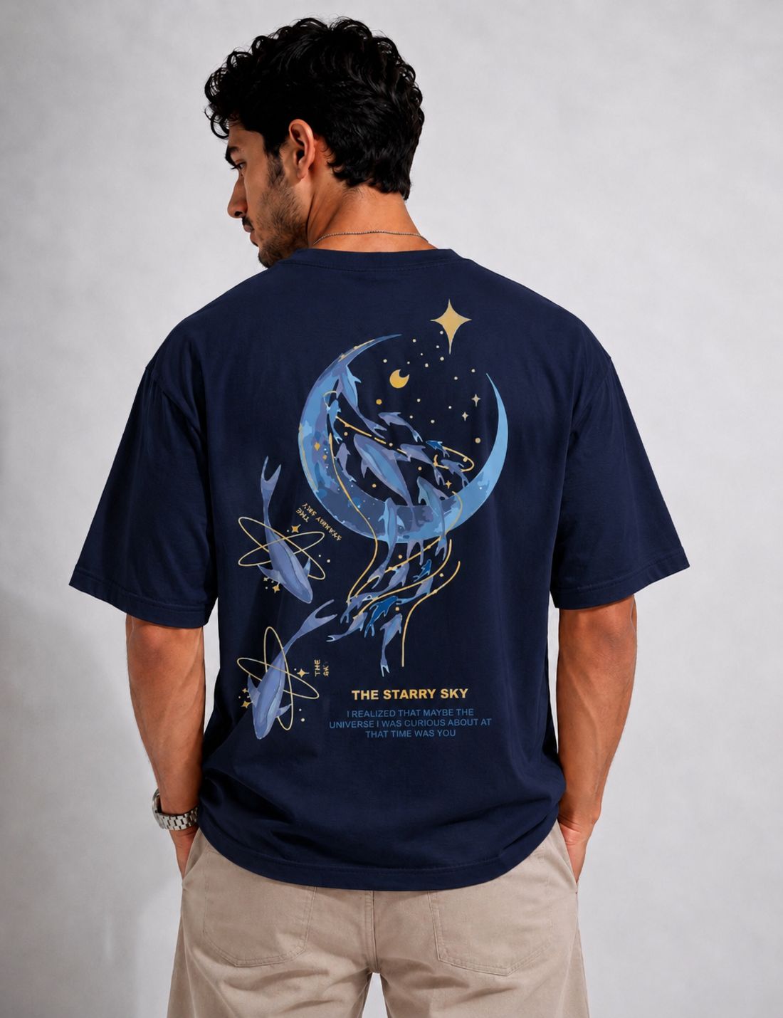 Vasthr Starry Sky Oversized T-Shirt (Midnight Navy)