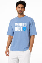 Vasthr “VERIFIED IDIOT” Oversized T-Shirt (Sky Blue)
