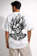 Vasthr “Skull Warrior” Anime Graphic Oversized T-Shirt (White)