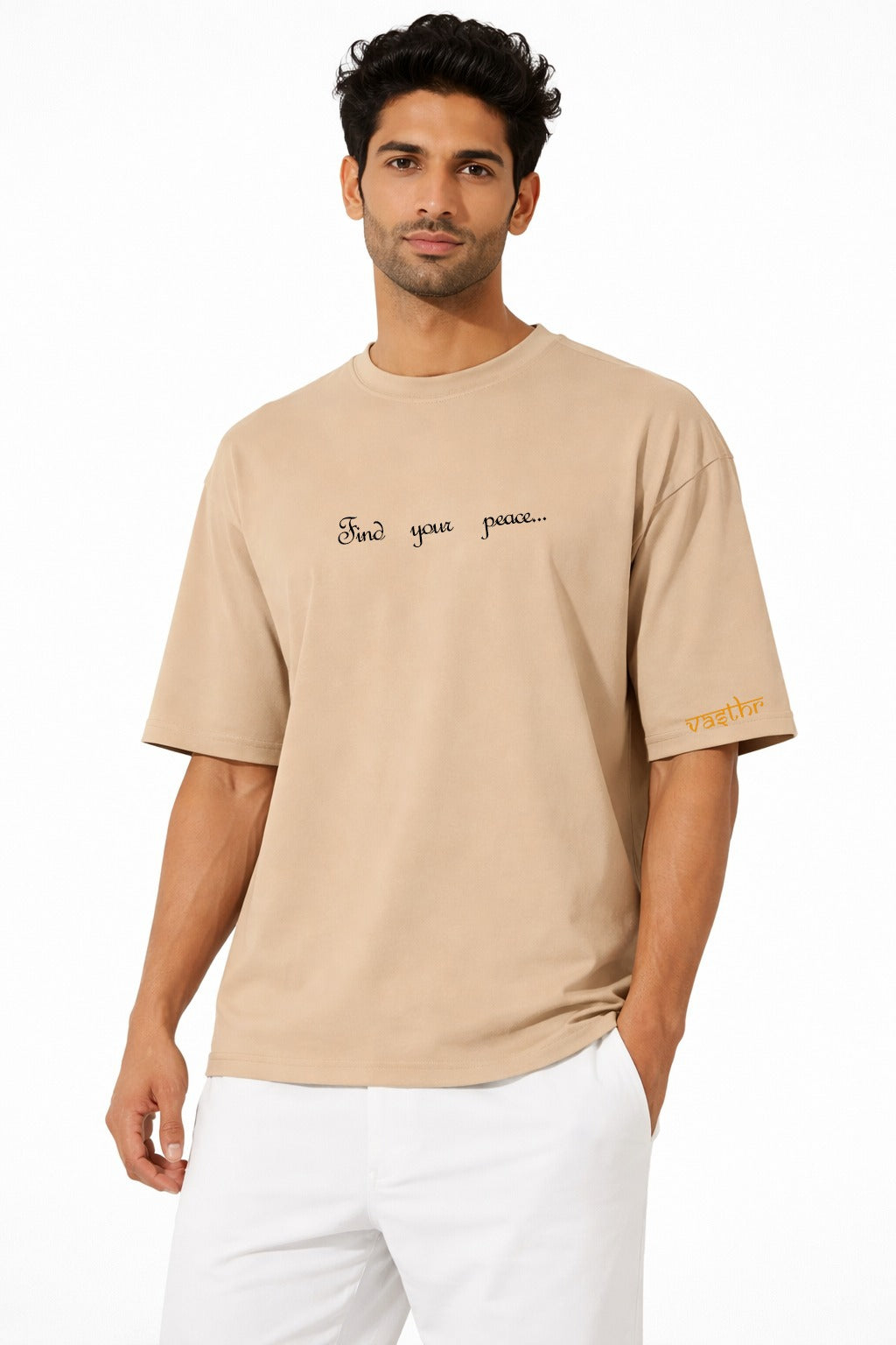 Vasthr “Find Your Peace” Buddha Oversized T-Shirt (Beige)