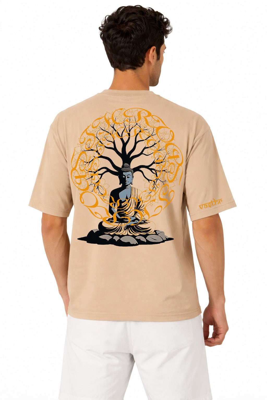 Vasthr “Find Your Peace” Buddha Oversized T-Shirt (Beige)