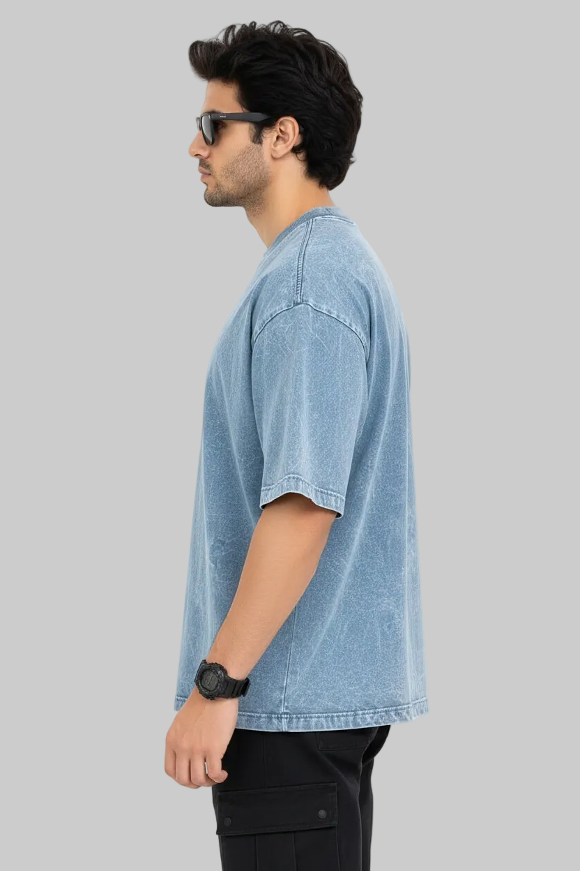 Young Real Minded Oversized T-Shirt – Acid Wash Blue - Vasthr