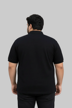 Plus Size Essential Black Polo T-Shirt - Vasthr