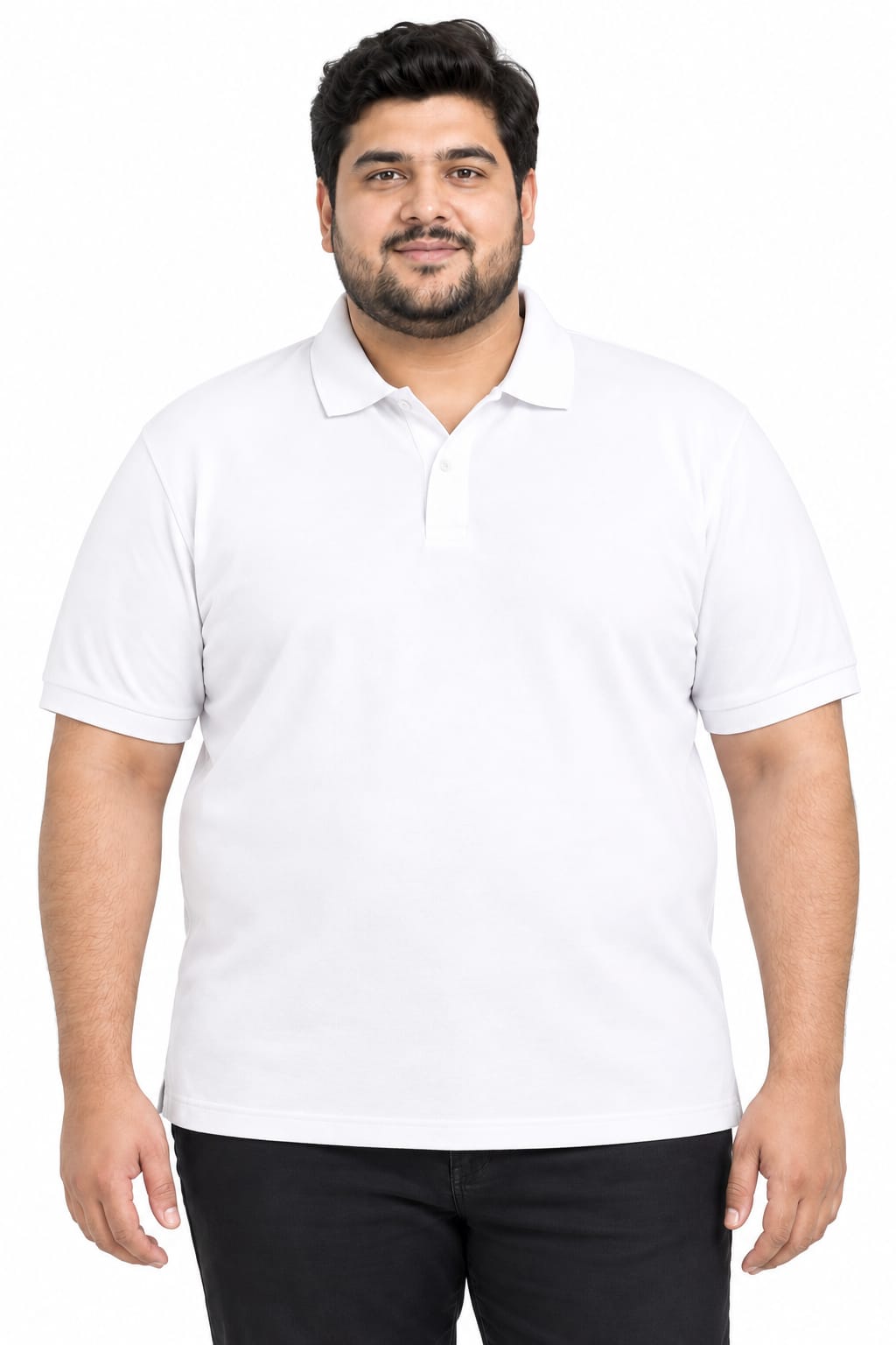 Plus Size Essential White Polo T-Shirt - Vasthr