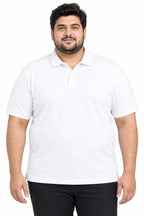Plus Size Essential White Polo T-Shirt - Vasthr