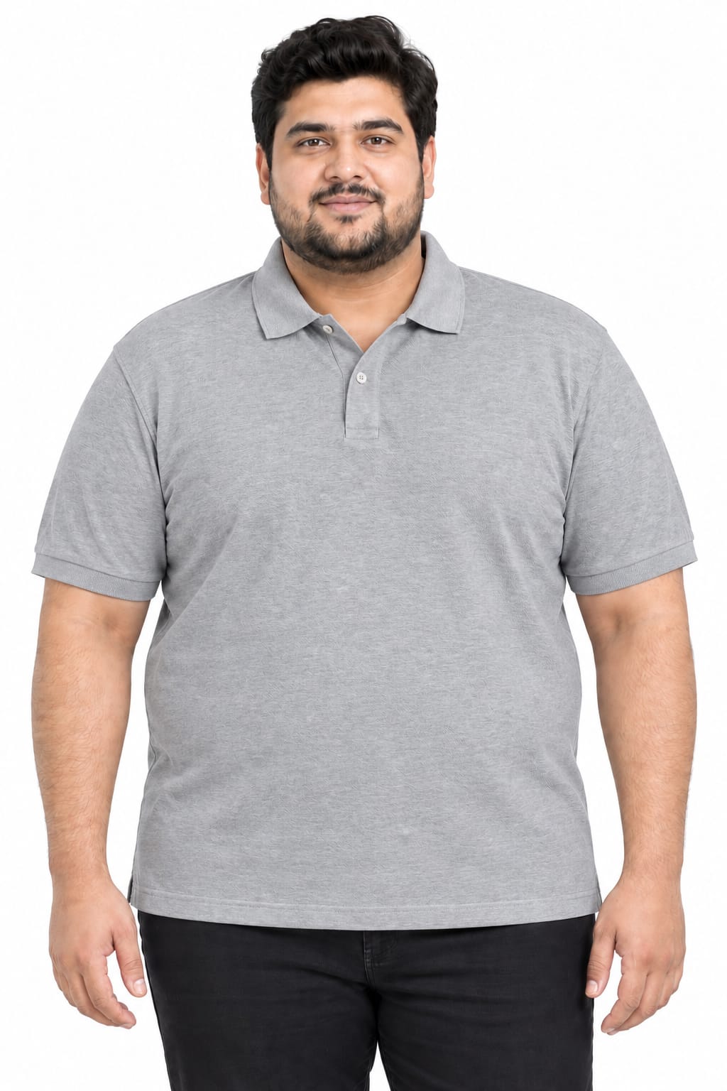 Plus Size Essential Grey Polo T-Shirt - Vasthr