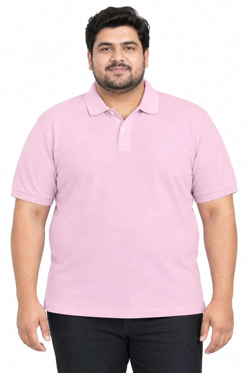 Plus Size Essential Baby Pink Polo T-Shirt - Vasthr