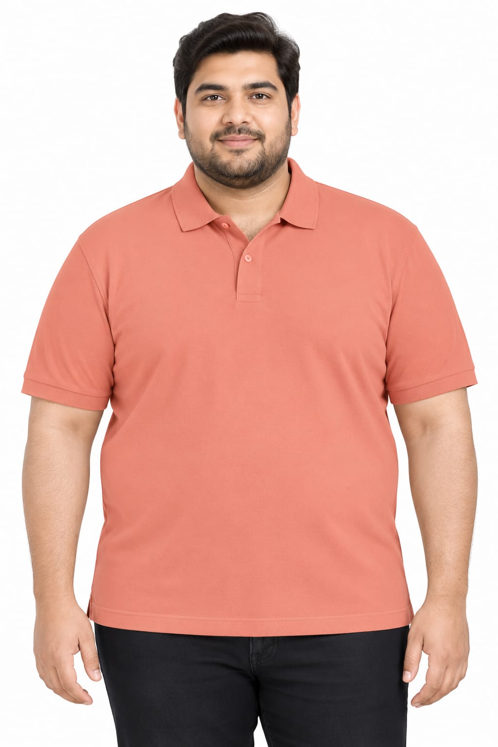Plus Size Essential Coral Polo T-Shirt - Vasthr
