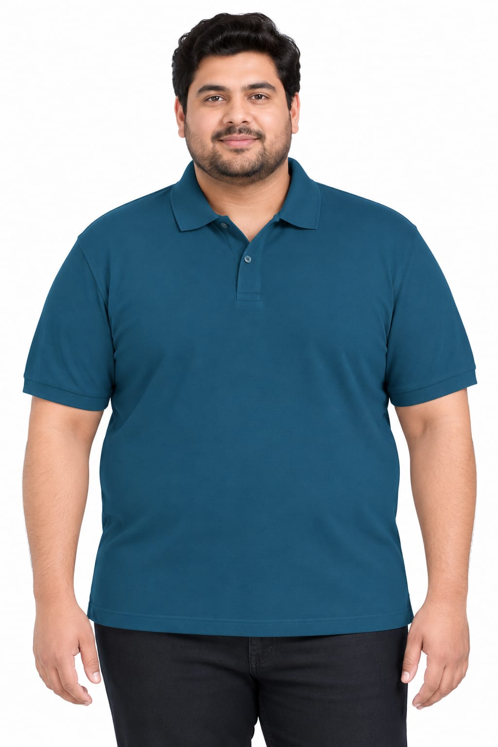 Plus Size Essential Teal Blue Polo T-Shirt - Vasthr