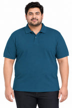 Plus Size Essential Teal Blue Polo T-Shirt - Vasthr