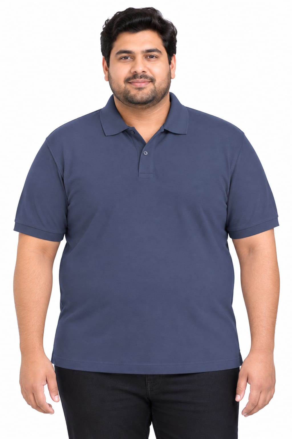 Plus Size Essential Marine Blue Polo T-Shirt -  Vasthr