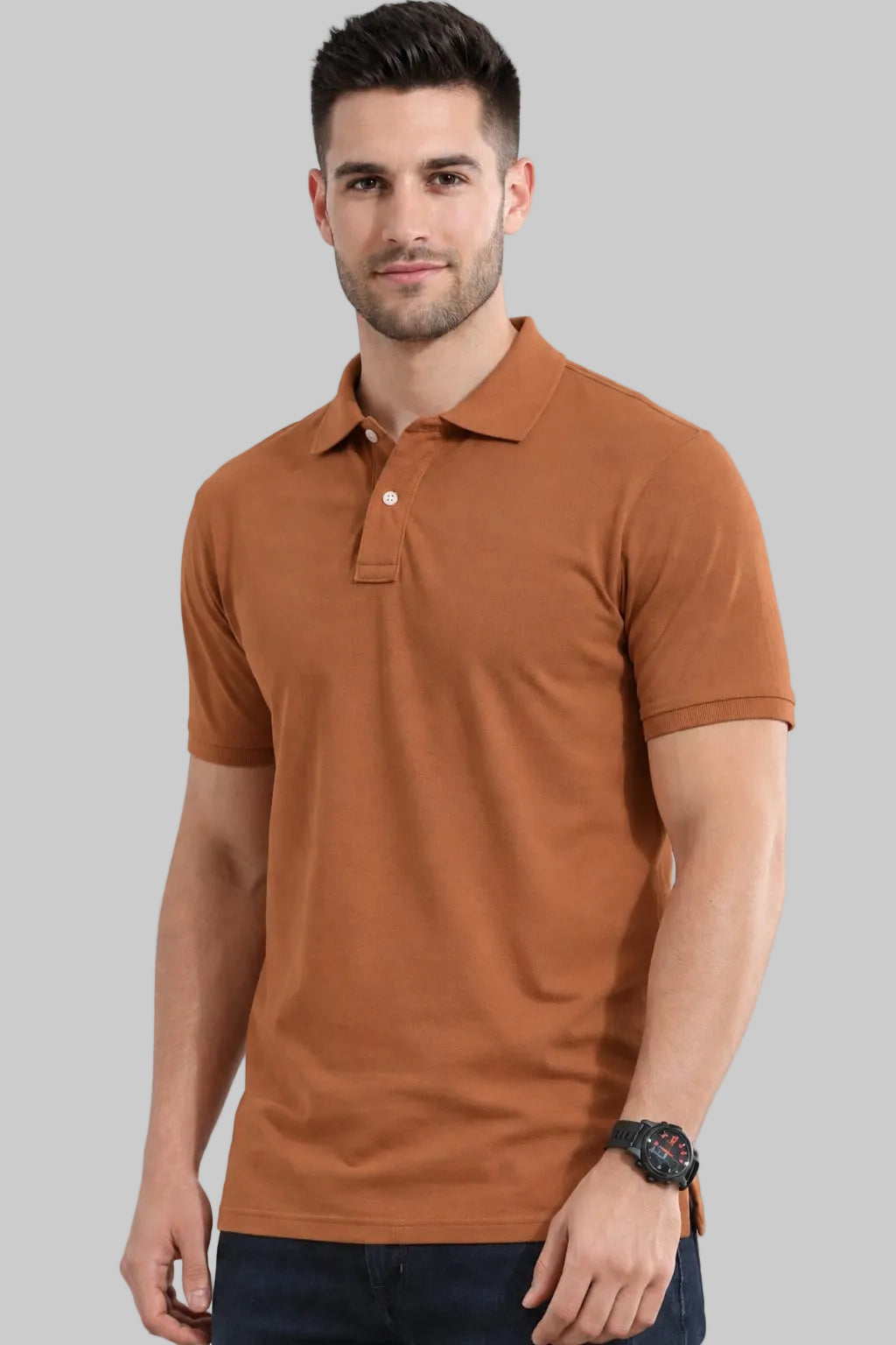 Premium Essential Rust Brown Polo T-Shirt - Vasthr