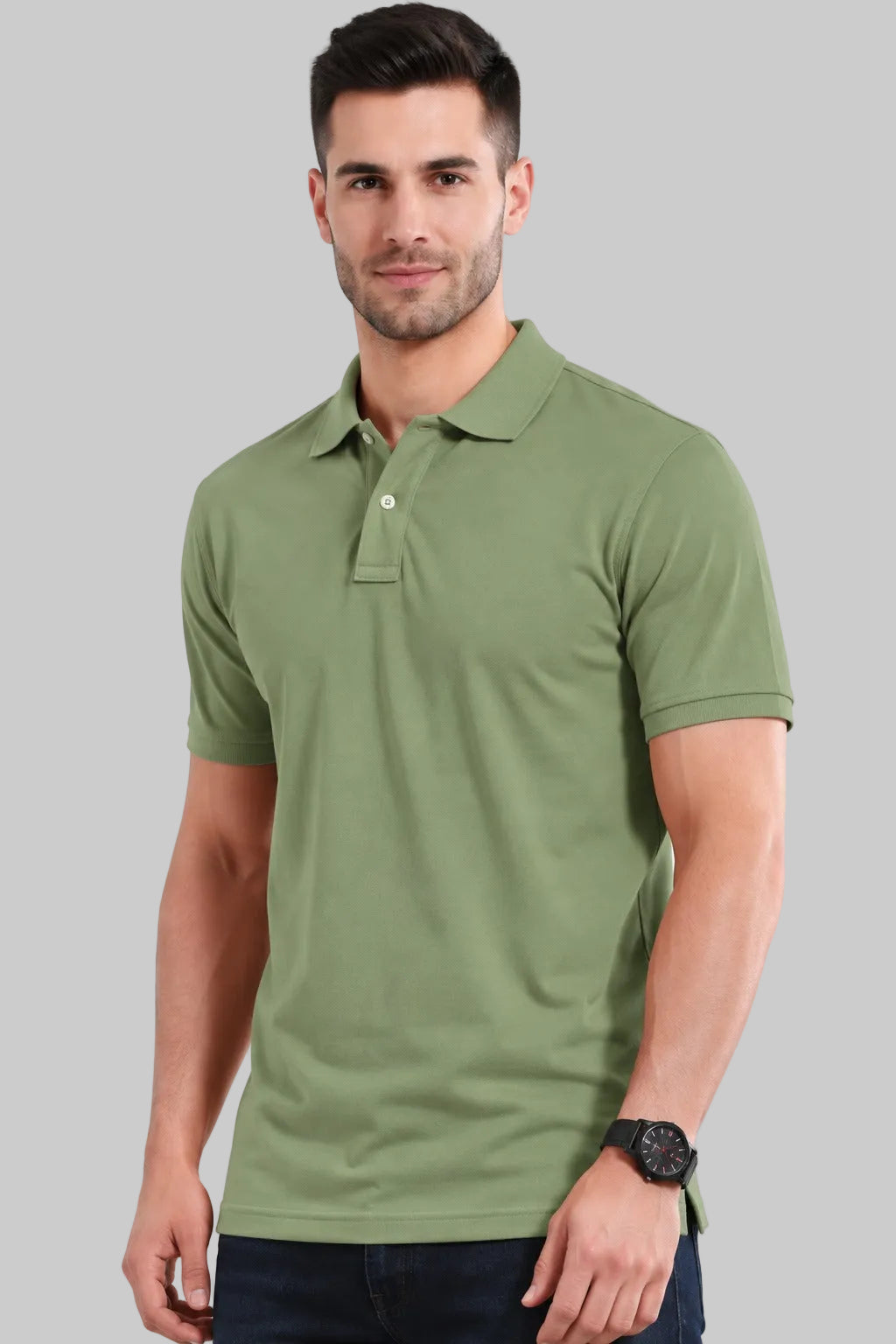 Premium Essential Sage Green Polo T-Shirt - Vasthr