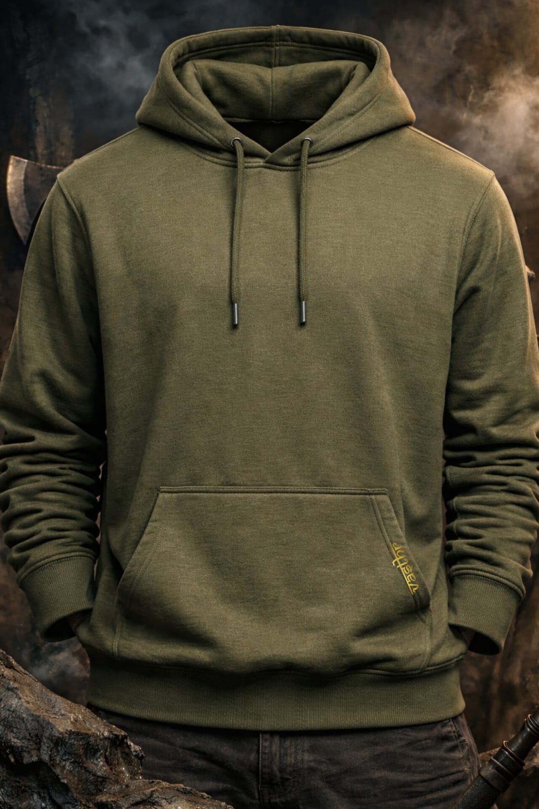 Vasthr Shadow Blade Olive Hoodie – Warrior Streetwear Edition