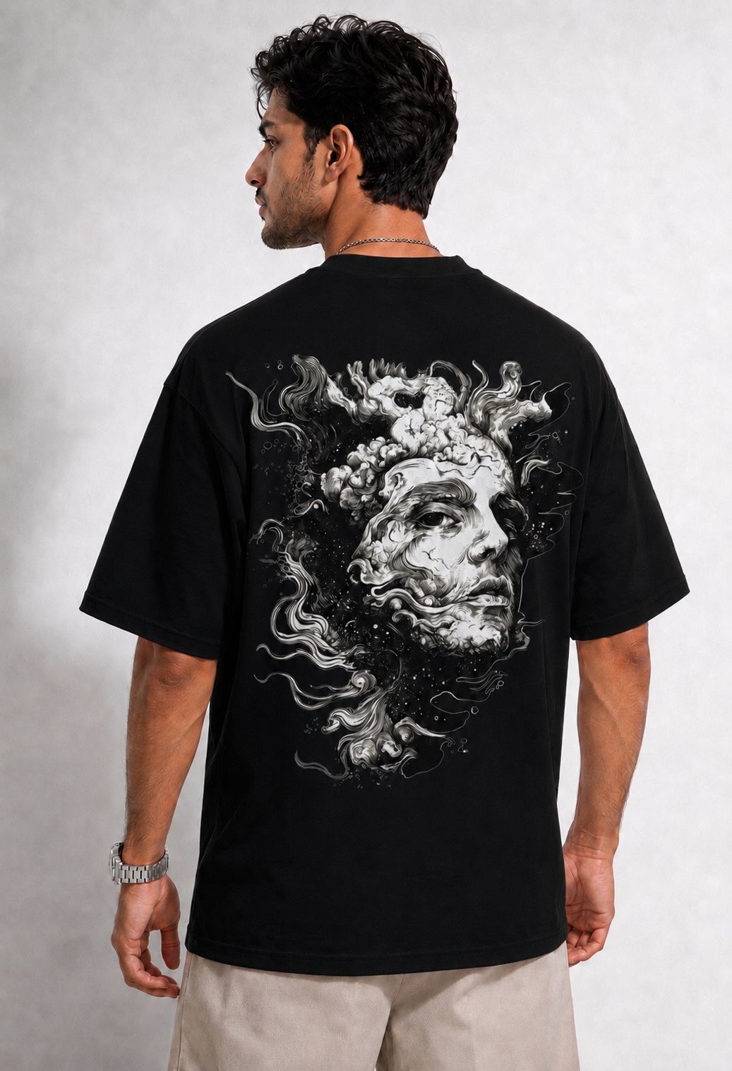Vasthr Abstract Warrior Oversized T-Shirt (Black)