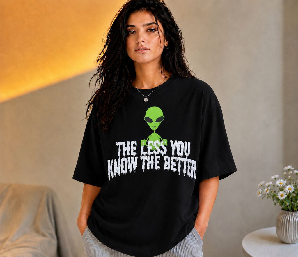 Vasthr “THE LESS YOU KNOW” Oversized T-Shirt (Black)