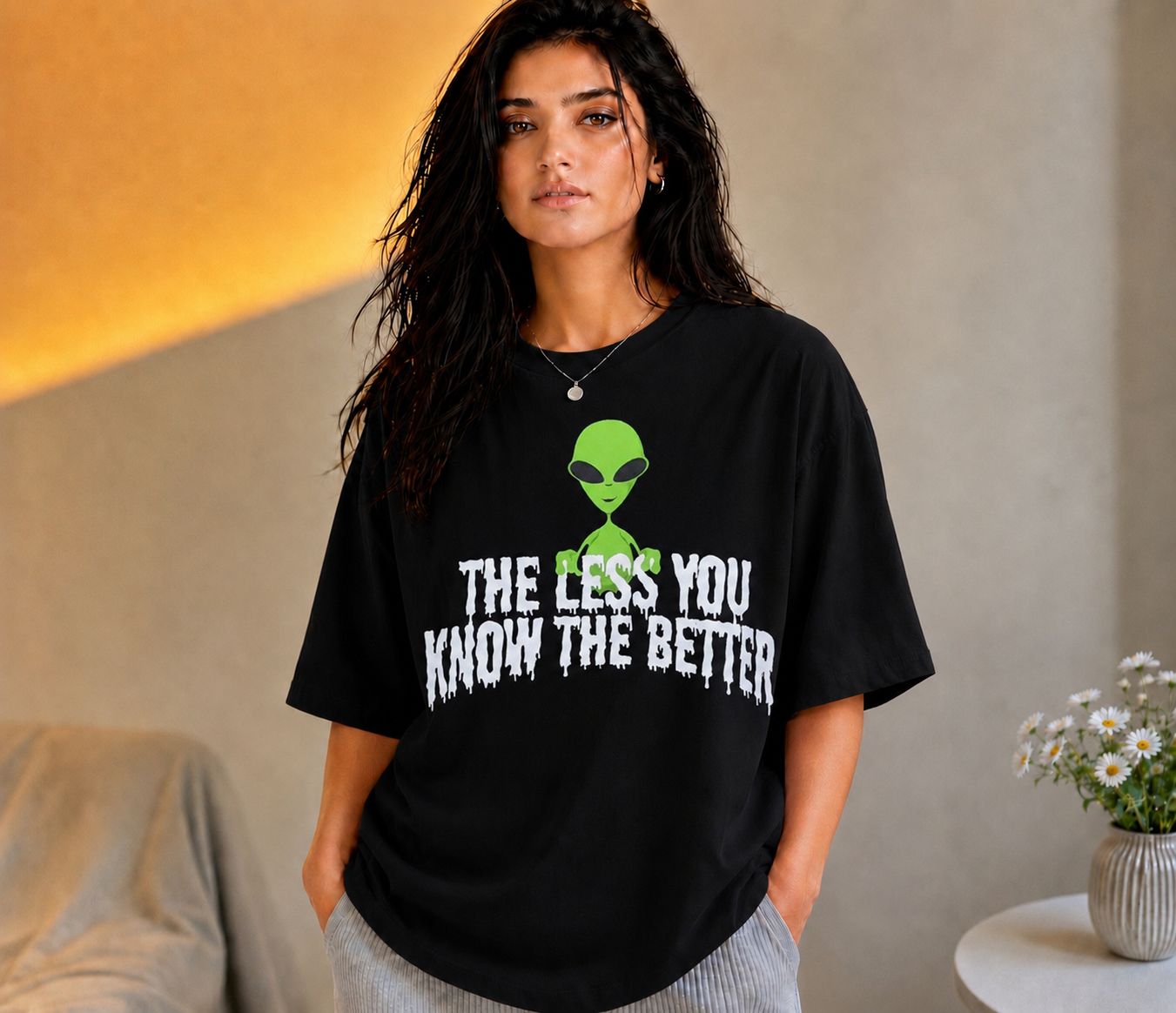 Vasthr “THE LESS YOU KNOW” Oversized T-Shirt (Black)