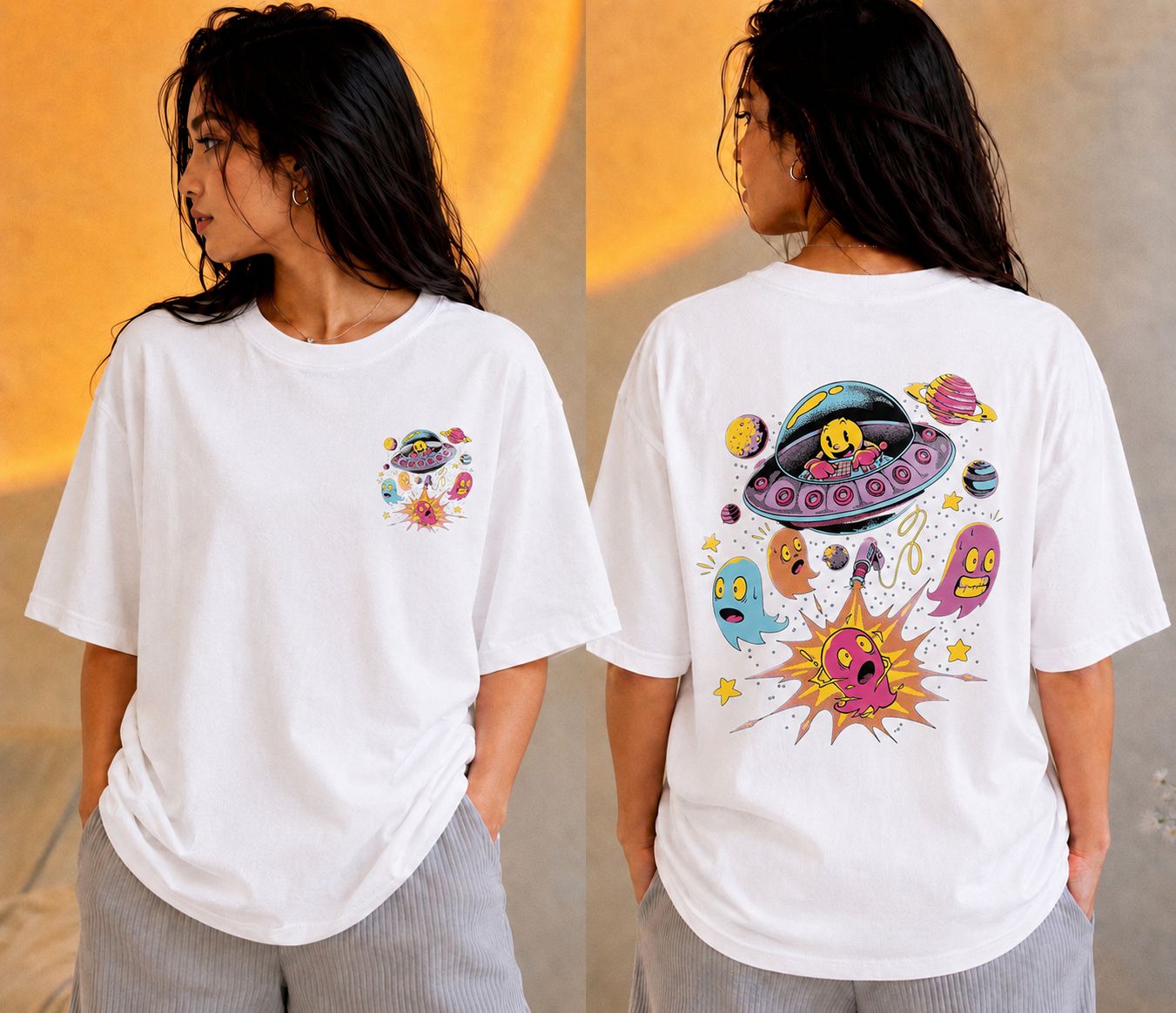 Vasthr Cosmic Play Oversized T-Shirt- White