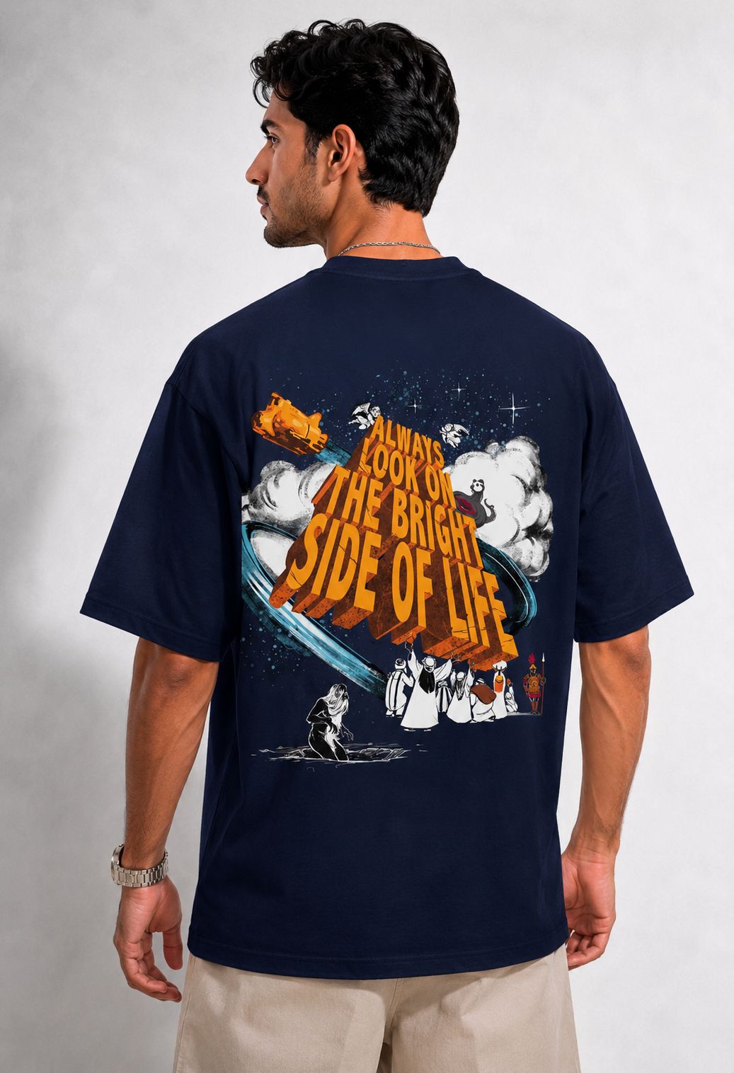 Vasthr “BRIGHT SIDE” Oversized T-Shirt (Midnight Navy)
