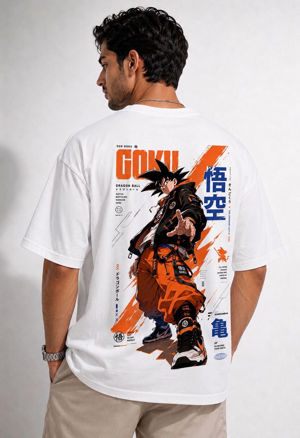 Vasthr “GOKU – SAIYAN AWAKENING” Oversized T-Shirt (White)