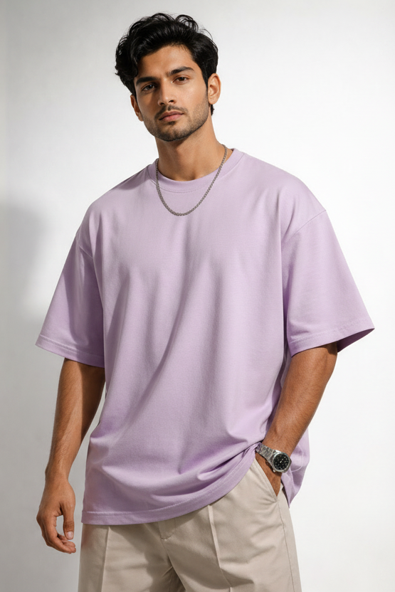 Vasthr Essential Lilac/ Lavender Oversized T-Shirt – Core Streetwear Edition