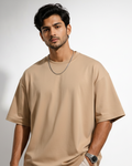 Vasthr Essential Beige Oversized T-Shirt – Core Streetwear Edition