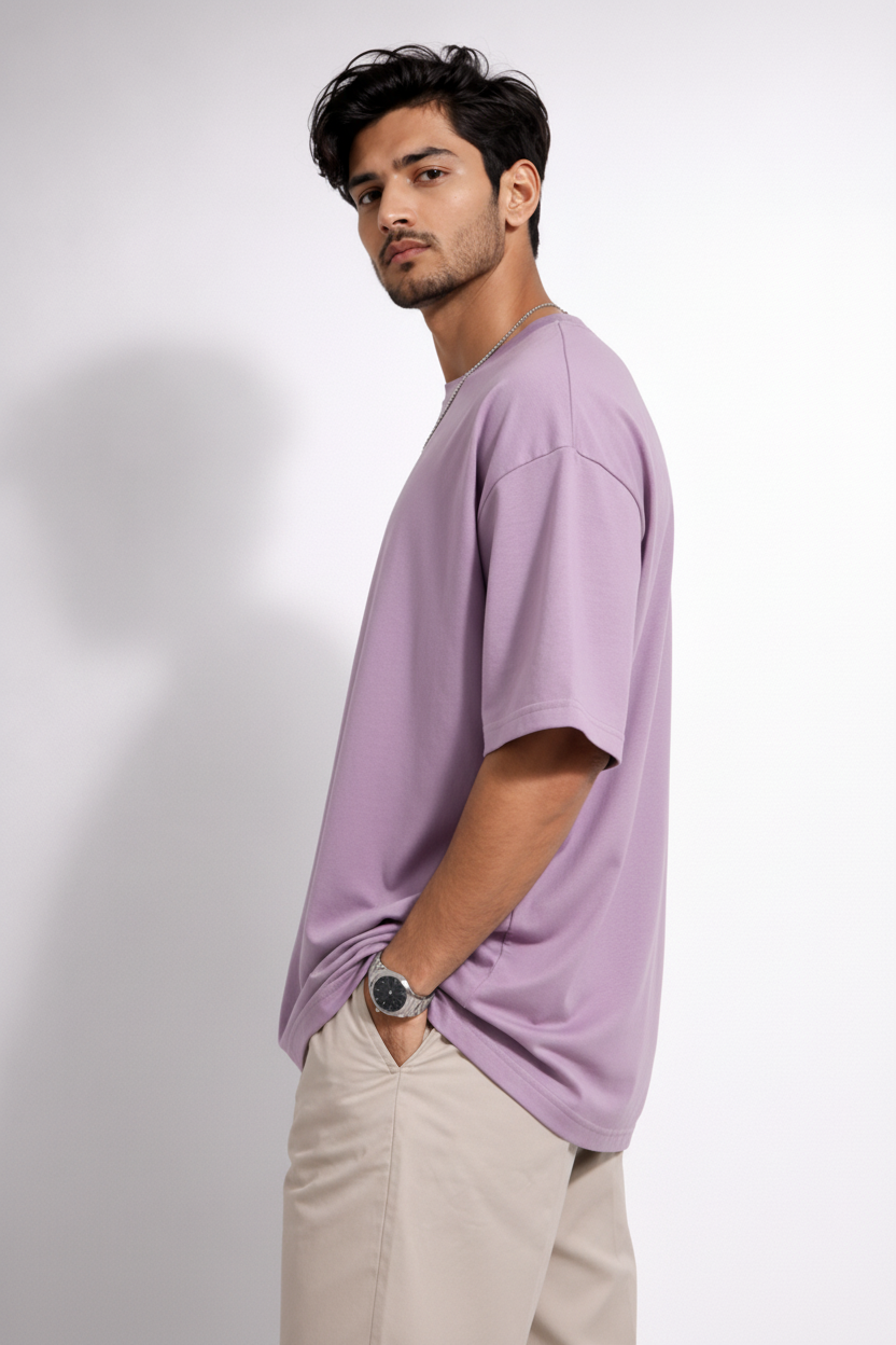 Vasthr Essential Lilac/ Lavender Oversized T-Shirt – Core Streetwear Edition