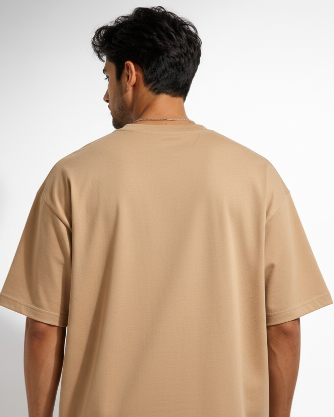 Vasthr Essential Beige Oversized T-Shirt – Core Streetwear Edition