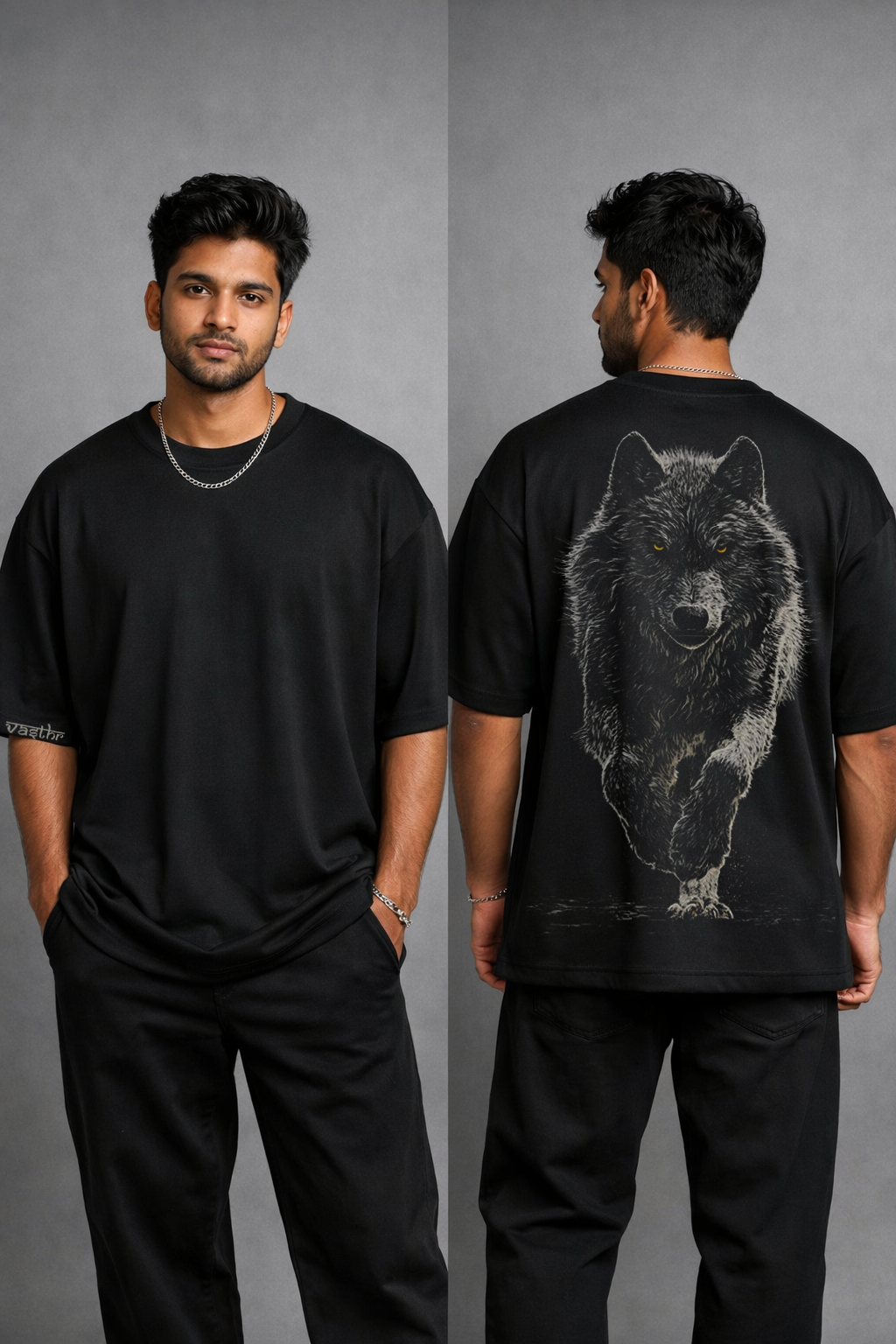 Vasthr “Lone Wolf” Oversized T-Shirt – Dark Streetwear Edition