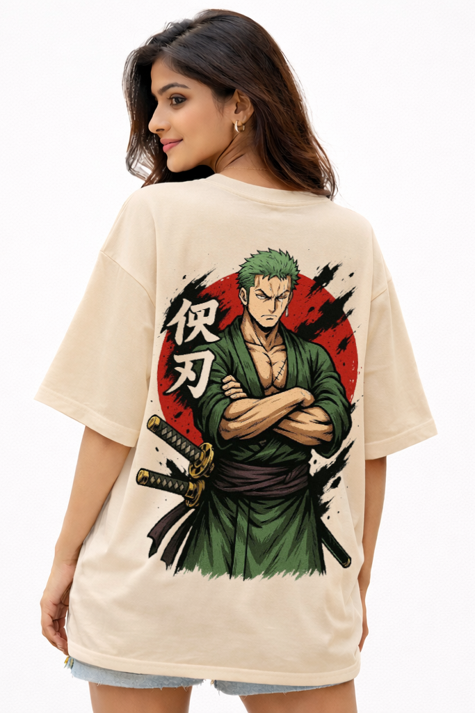 Zoro Anime Oversized T-Shirt – Warrior Edition by Vasthr