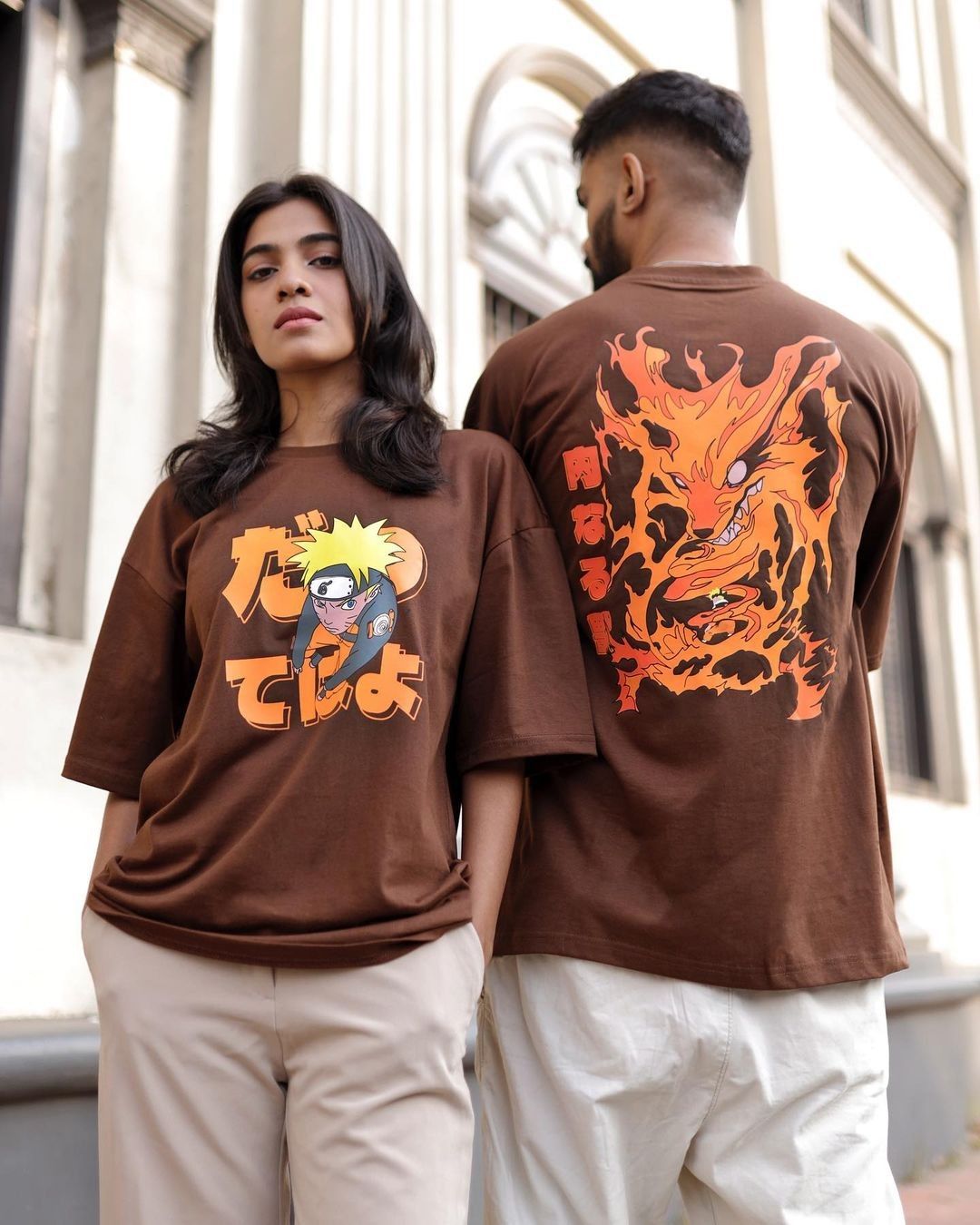 Vasthr x  Anime Kurama Brown Oversized T-Shirt