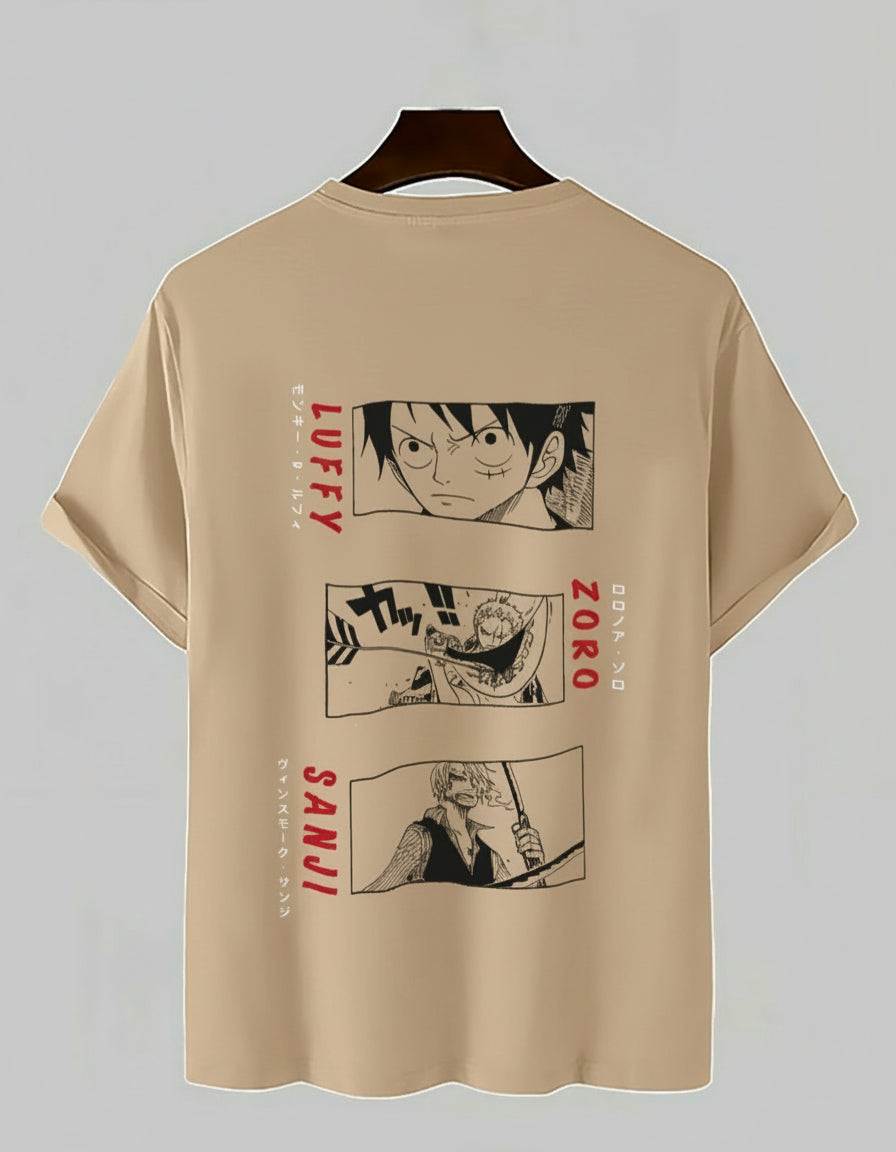 Vasthr x  Anime One Piece "Monster Trio" Manga Panel T-Shirt - Khaki