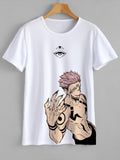 Vasthr x  Anime Cursed King Anime Graphic Platinum Tshirt – White