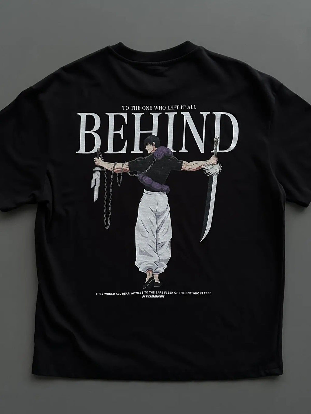 Vasthr “Behind” Anime Warrior Oversized T-Shirt - Black