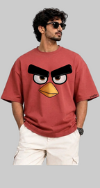 ANGRY BIRD Oversized T-Shirt - Dusty Red - Vasthr