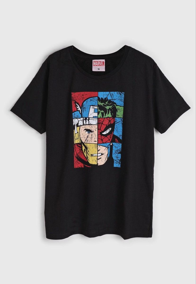 Vasthr x Marvel  Marvel Split-Face Comic T-shirt