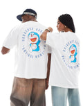 Vasthr x Cartoon Doraemon Back Print Oversized T-Shirt - White